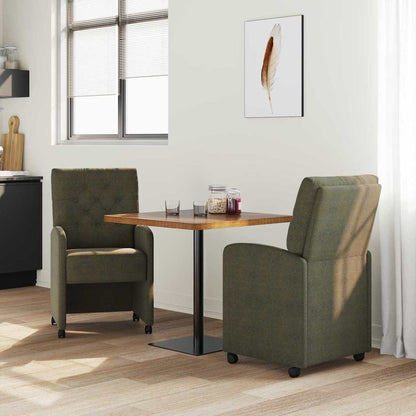 vidaXL Esszimmerstühle mit Rollen 2 pcs Armeegrün 58 x 67 x 97 cm
