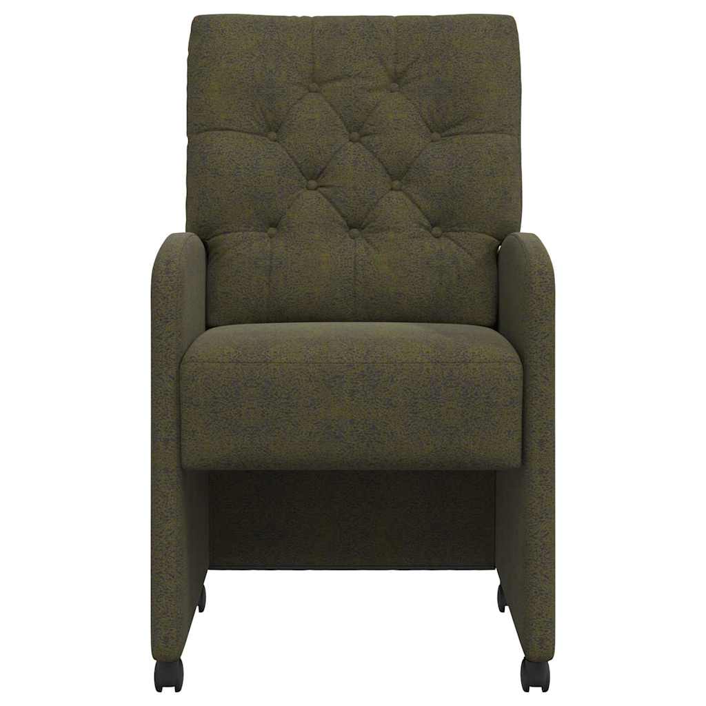 vidaXL Esszimmerstühle mit Rollen 2 pcs Armeegrün 58 x 67 x 97 cm
