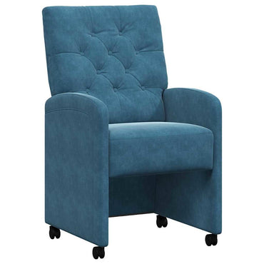 vidaXL Esszimmerstühle mit Rollen 2 pcs Blau 58 x 67 x 97 cm Samt