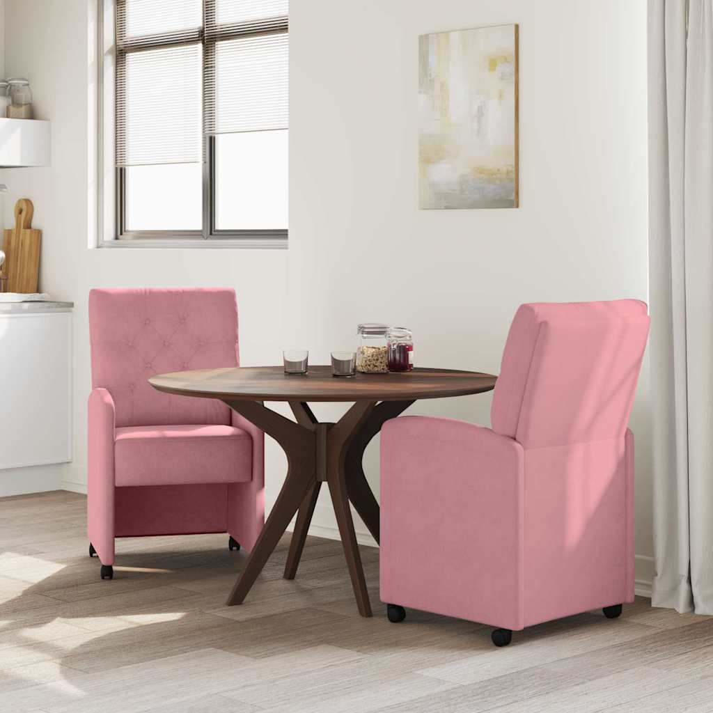 Esszimmerstühle mit Rollen 2 pcs Rosa 58 x 67 x 97 cm Samt