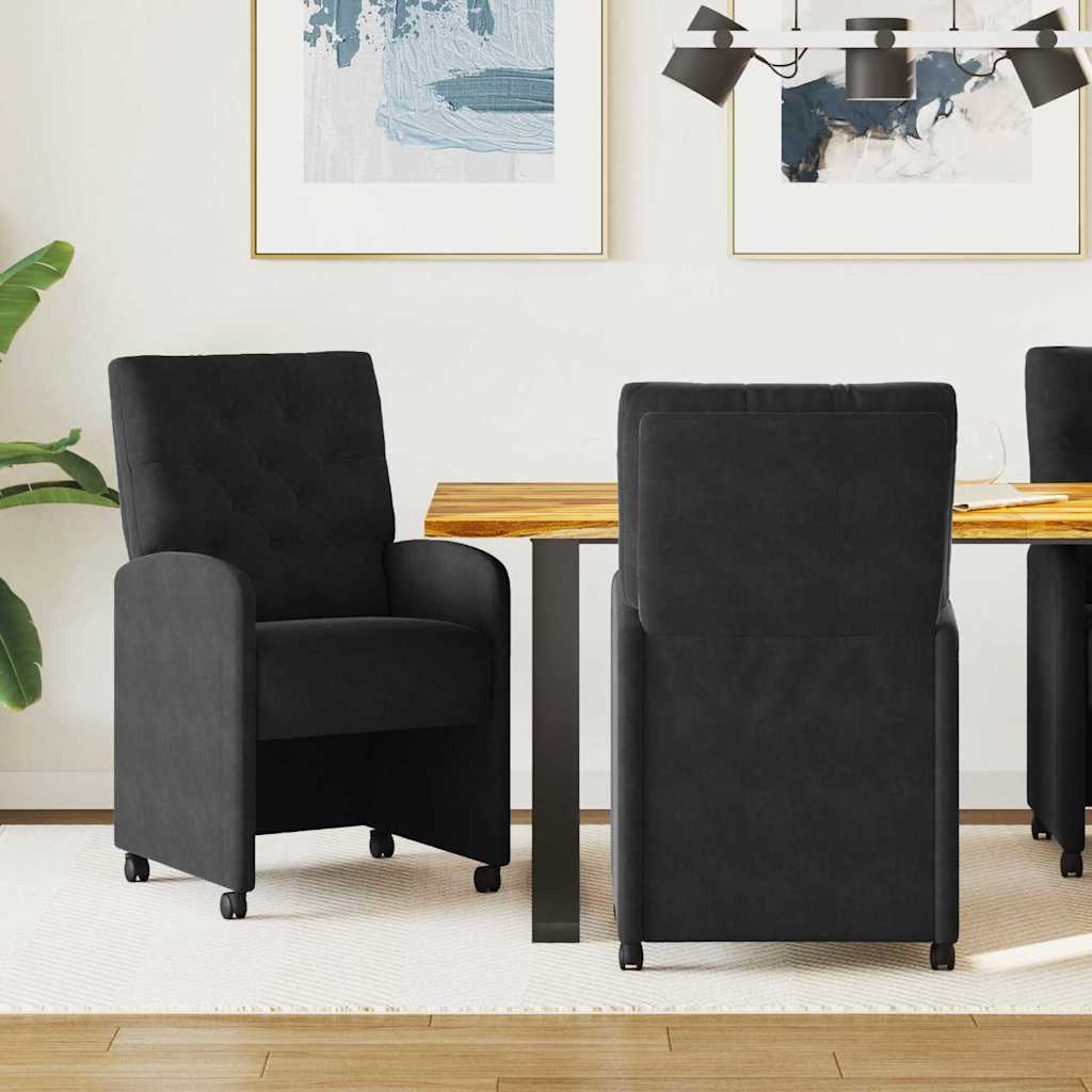 vidaXL Esszimmerstühle mit Rollen 2 pcs Schwarz 58 x 67 x 97 cm Samt