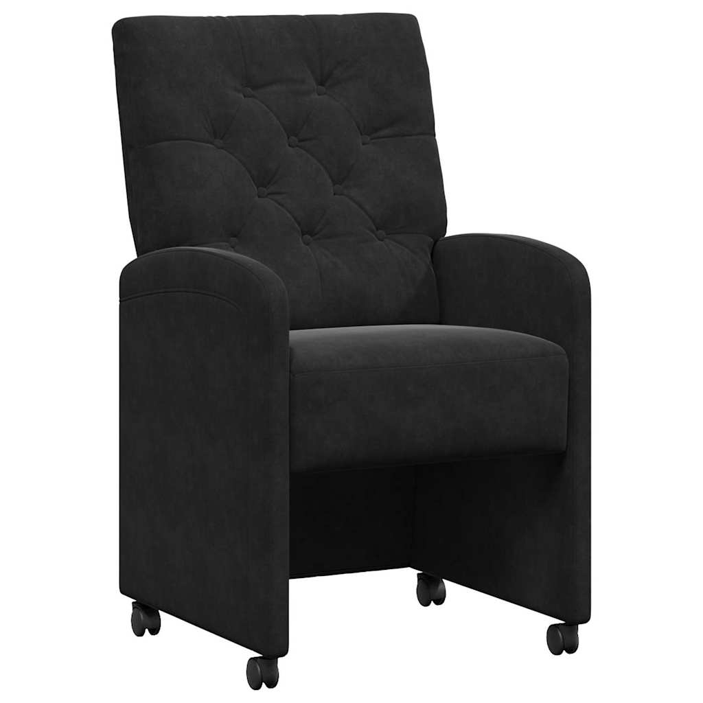 vidaXL Esszimmerstühle mit Rollen 2 pcs Schwarz 58 x 67 x 97 cm Samt