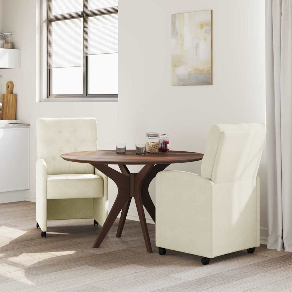 vidaXL Esszimmerstühle mit Rollen 2 pcs Creme 58 x 67 x 97 cm Samt