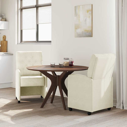 vidaXL Esszimmerstühle mit Rollen 2 pcs Creme 58 x 67 x 97 cm Samt