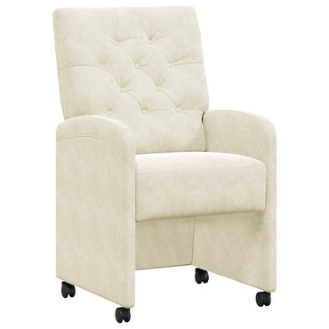 vidaXL Esszimmerstühle mit Rollen 2 pcs Creme 58 x 67 x 97 cm Samt
