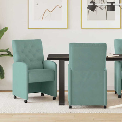 vidaXL Esszimmerstühle mit Rollen 2 pcs Meergrün 58 x 67 x 97 cm Samt