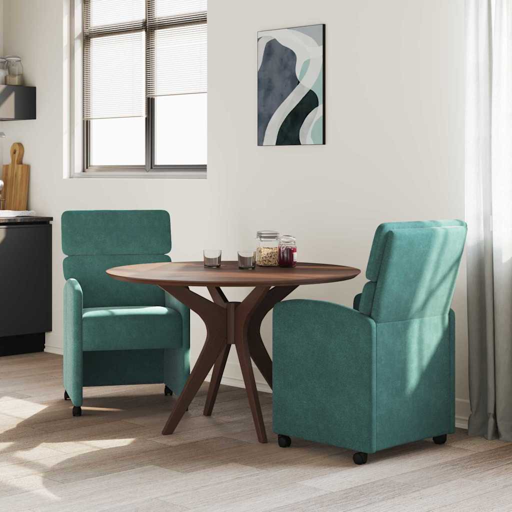 vidaXL Esszimmerstühle mit Rollen 2 pcs Dunkelgrün 58 x 65 x 98 cm