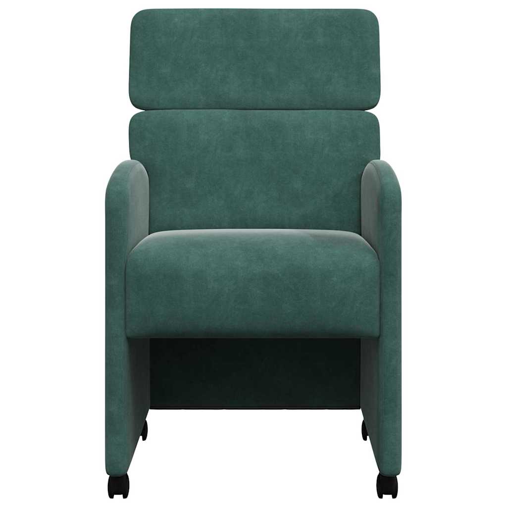 vidaXL Esszimmerstühle mit Rollen 2 pcs Dunkelgrün 58 x 65 x 98 cm