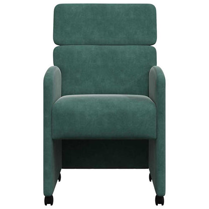 vidaXL Esszimmerstühle mit Rollen 2 pcs Dunkelgrün 58 x 65 x 98 cm