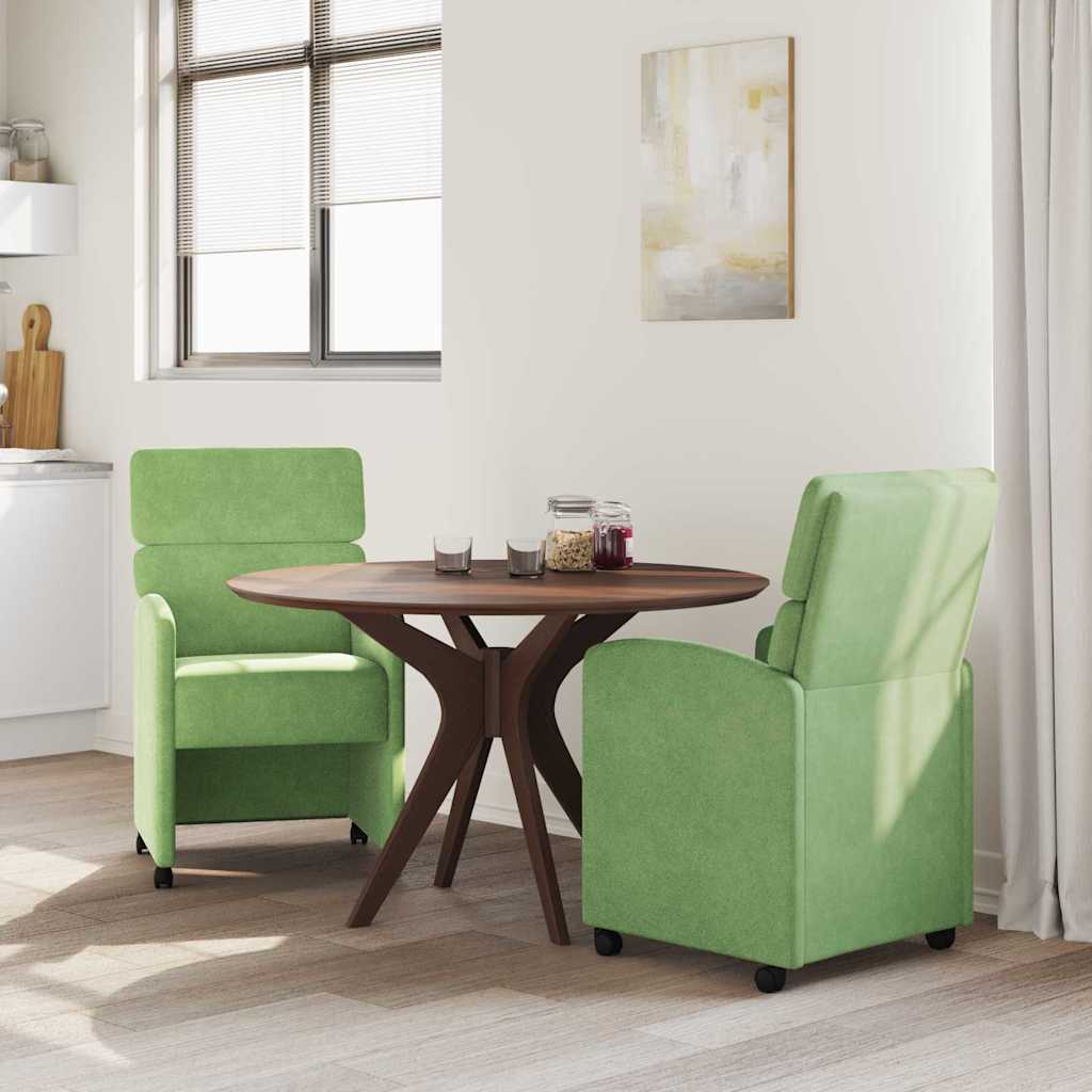 vidaXL Esszimmerstühle mit Rollen 2 pcs Hellgrün 58 x 65 x 98 cm Samt