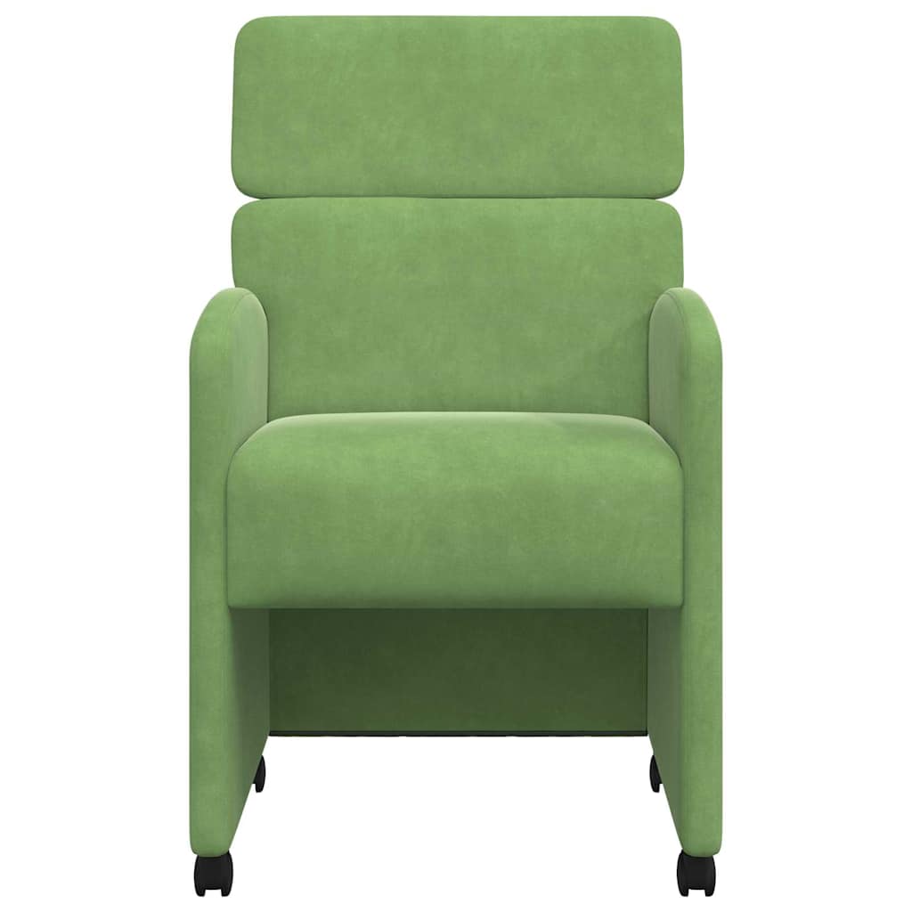 vidaXL Esszimmerstühle mit Rollen 2 pcs Hellgrün 58 x 65 x 98 cm Samt