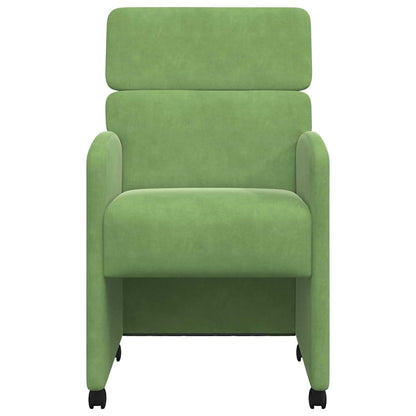 vidaXL Esszimmerstühle mit Rollen 2 pcs Hellgrün 58 x 65 x 98 cm Samt