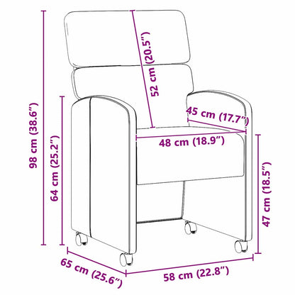 vidaXL Esszimmerstühle mit Rollen 2 pcs Hellgrün 58 x 65 x 98 cm Samt