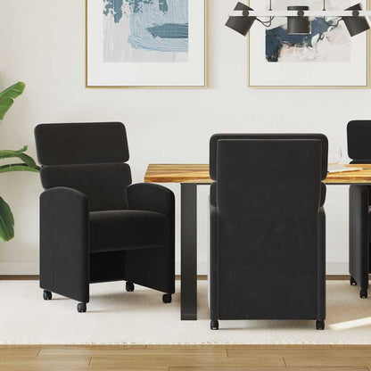 vidaXL Esszimmerstühle mit Rollen 2 pcs Schwarz 58 x 65 x 98 cm Samt