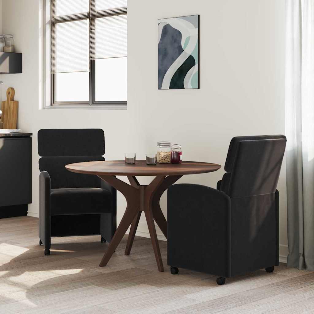 vidaXL Esszimmerstühle mit Rollen 2 pcs Schwarz 58 x 65 x 98 cm Samt
