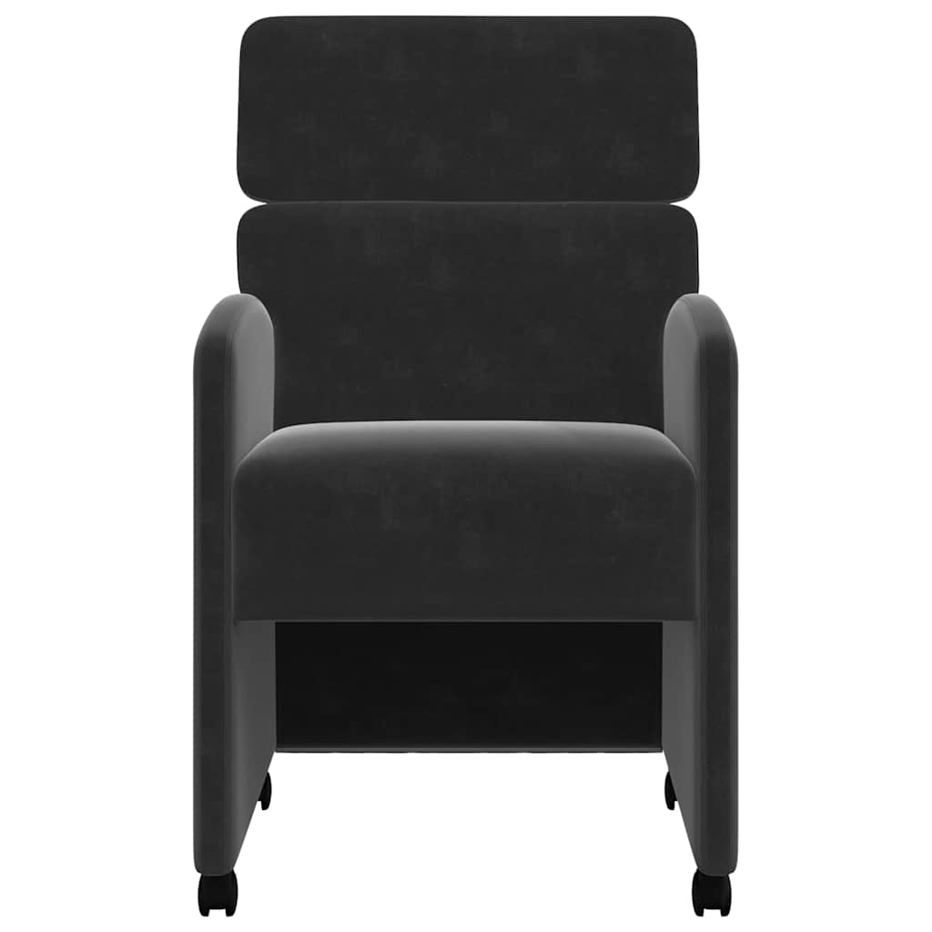 vidaXL Esszimmerstühle mit Rollen 2 pcs Schwarz 58 x 65 x 98 cm Samt