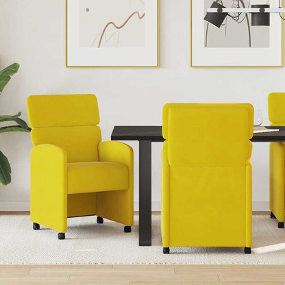 vidaXL Esszimmerstühle mit Rollen 2 pcs Gelb 58 x 65 x 98 cm Samt