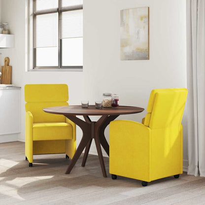 vidaXL Esszimmerstühle mit Rollen 2 pcs Gelb 58 x 65 x 98 cm Samt