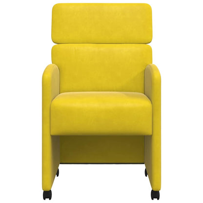 vidaXL Esszimmerstühle mit Rollen 2 pcs Gelb 58 x 65 x 98 cm Samt