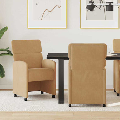 vidaXL Esszimmerstühle mit Rollen 2 pcs Braun 58 x 65 x 98 cm Samt