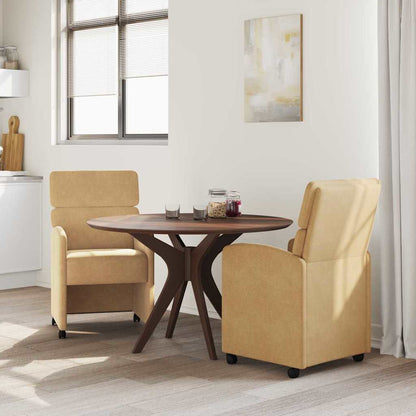 vidaXL Esszimmerstühle mit Rollen 2 pcs Braun 58 x 65 x 98 cm Samt