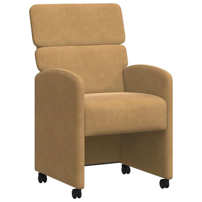 vidaXL Esszimmerstühle mit Rollen 2 pcs Braun 58 x 65 x 98 cm Samt