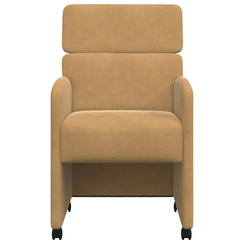 vidaXL Esszimmerstühle mit Rollen 2 pcs Braun 58 x 65 x 98 cm Samt
