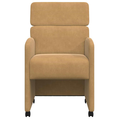 vidaXL Esszimmerstühle mit Rollen 2 pcs Braun 58 x 65 x 98 cm Samt