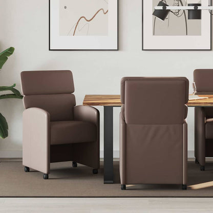 vidaXL Esszimmerstühle mit Rollen 2 pcs Braun 58 x 65 x 98 cm