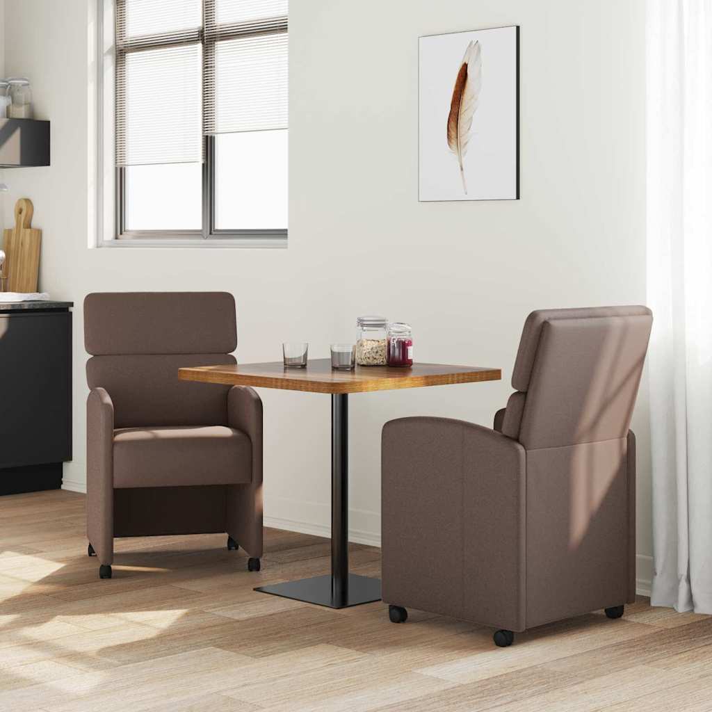 vidaXL Esszimmerstühle mit Rollen 2 pcs Braun 58 x 65 x 98 cm