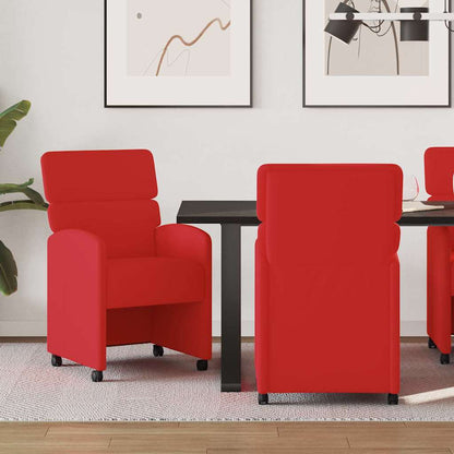 vidaXL Esszimmerstühle mit Rollen 2 pcs Rot 58 x 65 x 98 cm Kunstleder