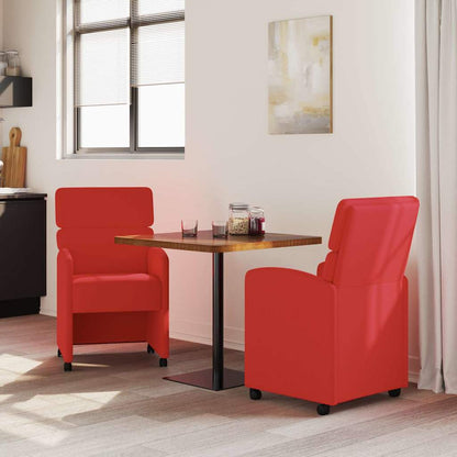 vidaXL Esszimmerstühle mit Rollen 2 pcs Rot 58 x 65 x 98 cm Kunstleder