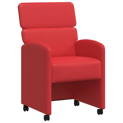 vidaXL Esszimmerstühle mit Rollen 2 pcs Rot 58 x 65 x 98 cm Kunstleder