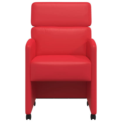 vidaXL Esszimmerstühle mit Rollen 2 pcs Rot 58 x 65 x 98 cm Kunstleder