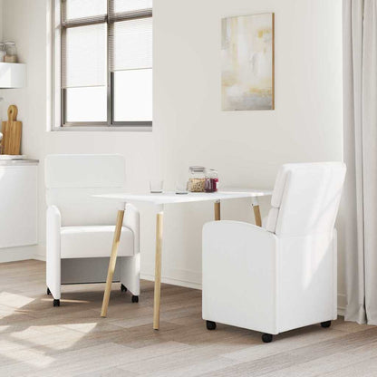 vidaXL Esszimmerstühle mit Rollen 2 pcs Weiß 58 x 65 x 98 cm
