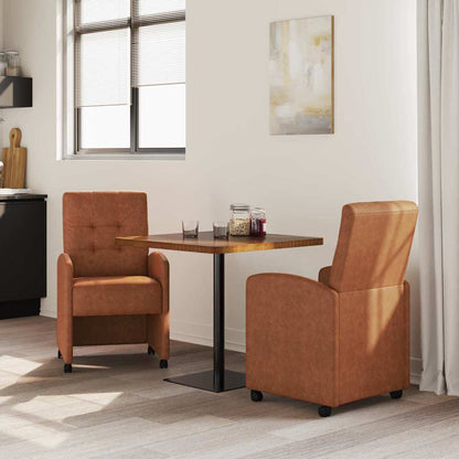 vidaXL Esszimmerstühle mit Rollen 2 pcs Braun 58 x 67 x 97 cm