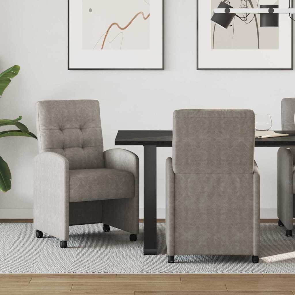 Esszimmerstühle mit Rollen 2 pcs Grau 58 x 67 x 97 cm