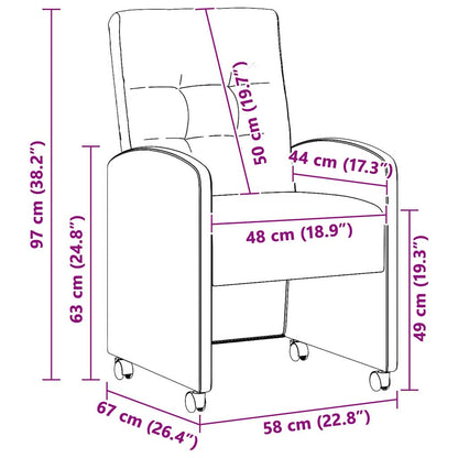 Esszimmerstühle mit Rollen 2 pcs Grau 58 x 67 x 97 cm