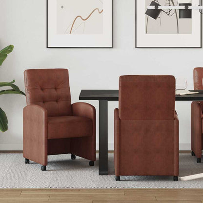 vidaXL Esszimmerstühle mit Rollen 2 pcs Glänzendes Braun Kunstleder