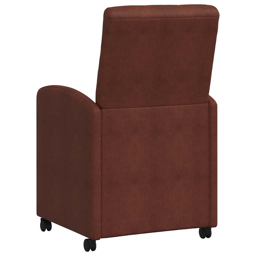 vidaXL Esszimmerstühle mit Rollen 2 pcs Glänzendes Braun Kunstleder