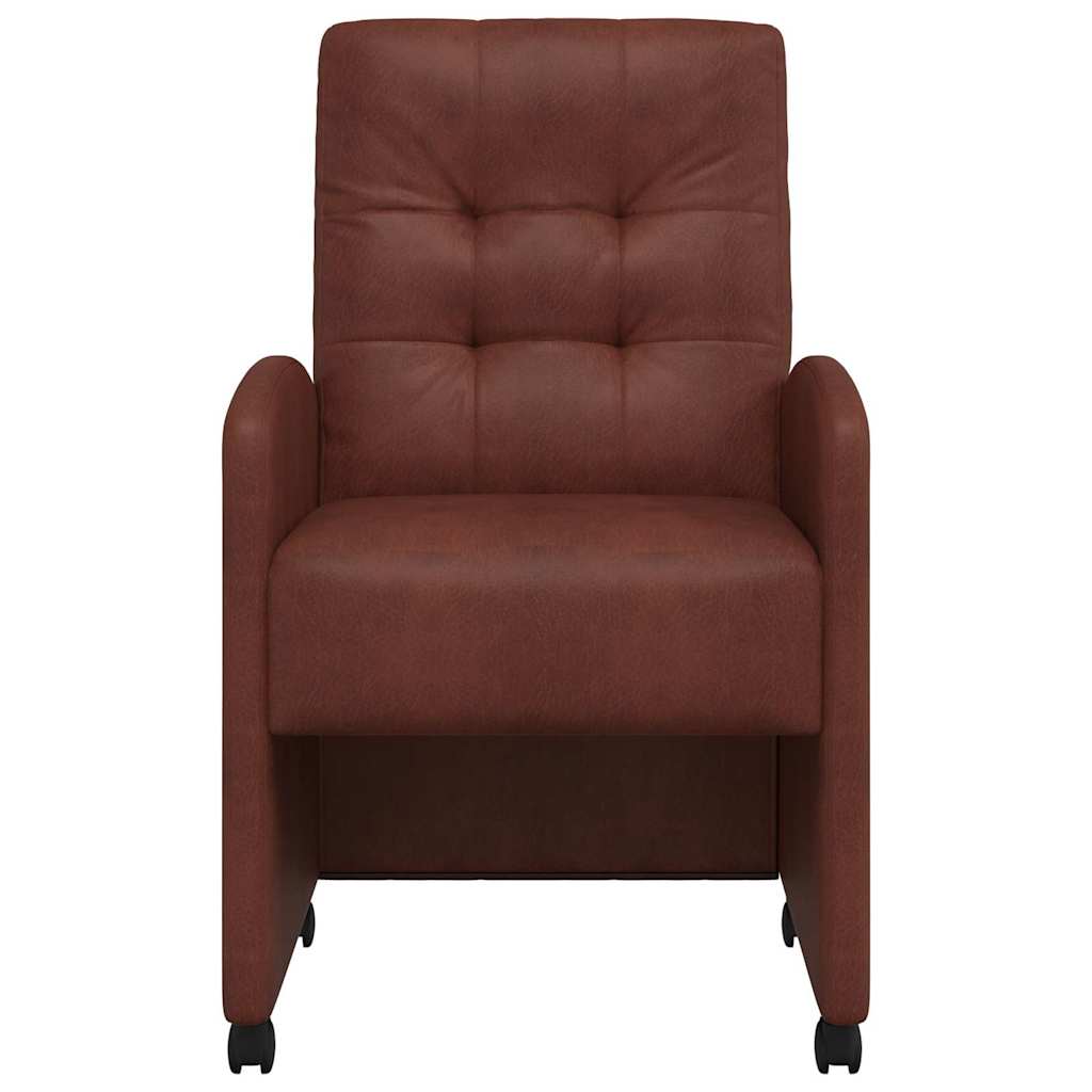vidaXL Esszimmerstühle mit Rollen 2 pcs Glänzendes Braun Kunstleder