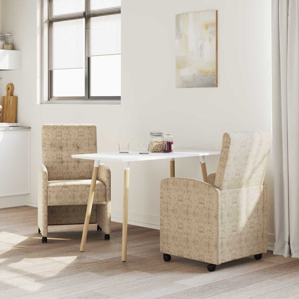 vidaXL Esszimmerstühle mit Rollen 2 pcs Hellgrau 58 x 67 x 97 cm