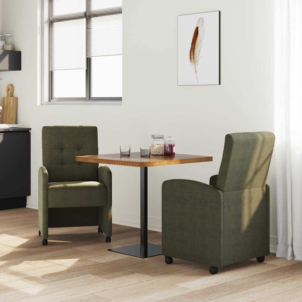 vidaXL Esszimmerstühle mit Rollen 2 pcs Armeegrün 58 x 67 x 97 cm