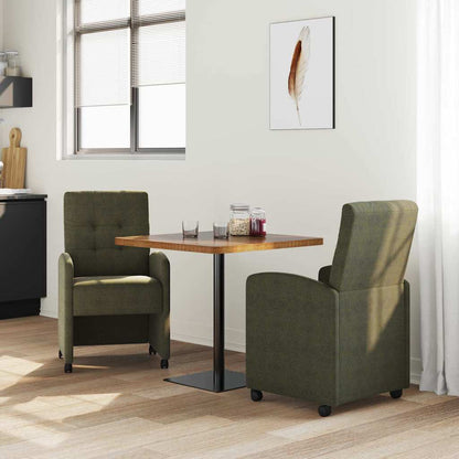vidaXL Esszimmerstühle mit Rollen 2 pcs Armeegrün 58 x 67 x 97 cm