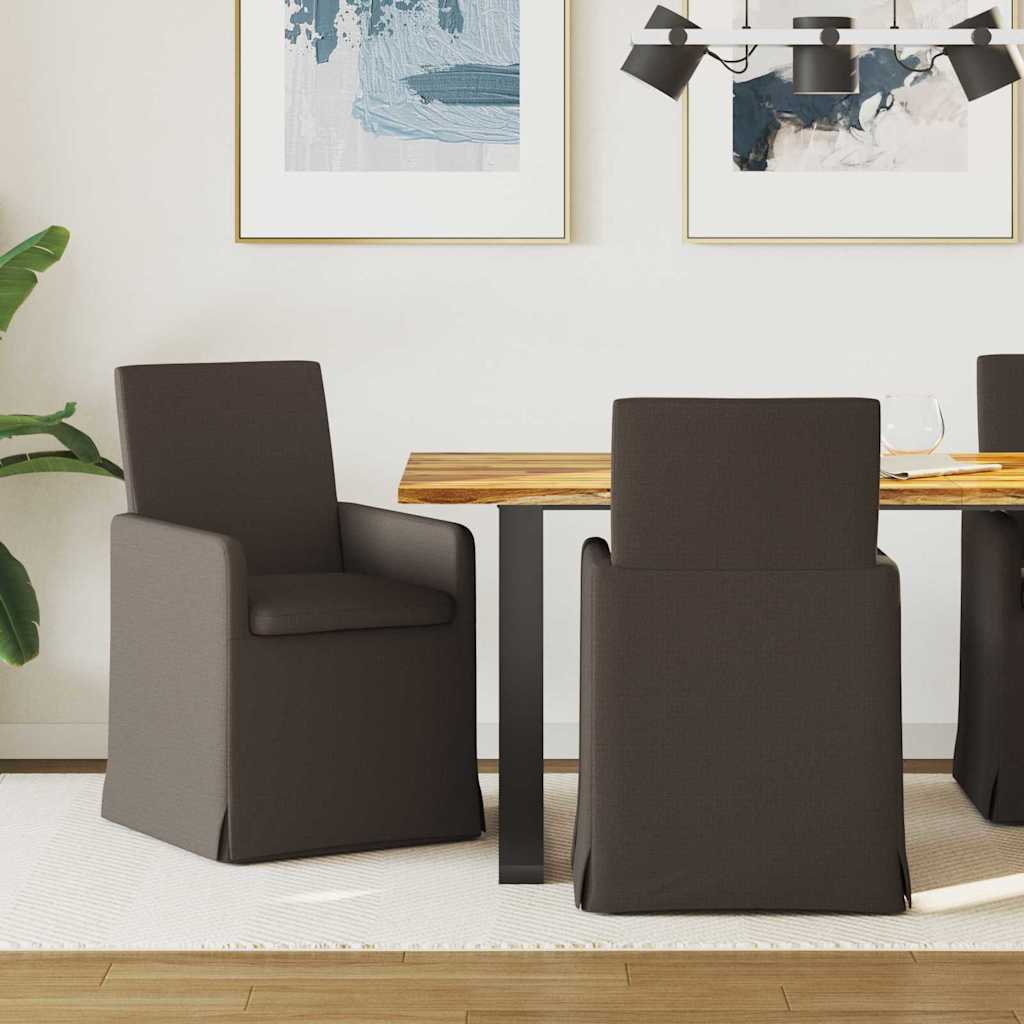 vidaXL Esszimmerstühle 2 pcs Dunkelgrau 57 x 67 x 95 cm Leinen