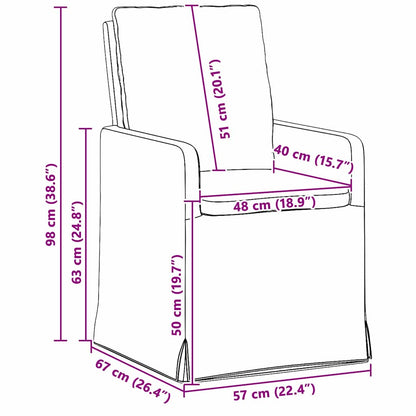vidaXL Esszimmerstühle 2 pcs Hellgrau 57 x 67 x 98 cm Stoff