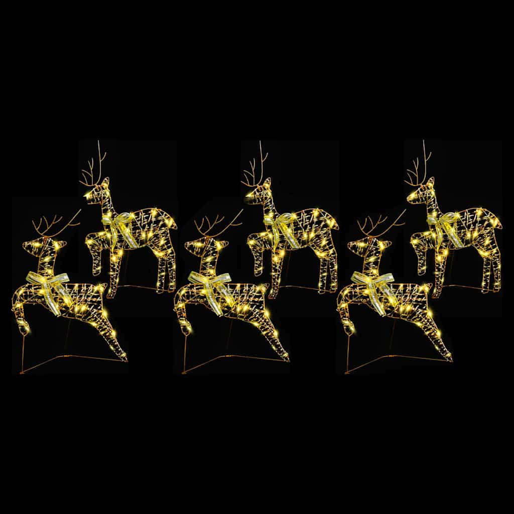 LED Rentiere mit 180 LEDs 6 pcs Gold PET
