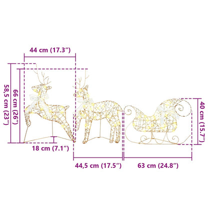 LED Rentiere mit 40 LEDs 7 pcs Gold PET