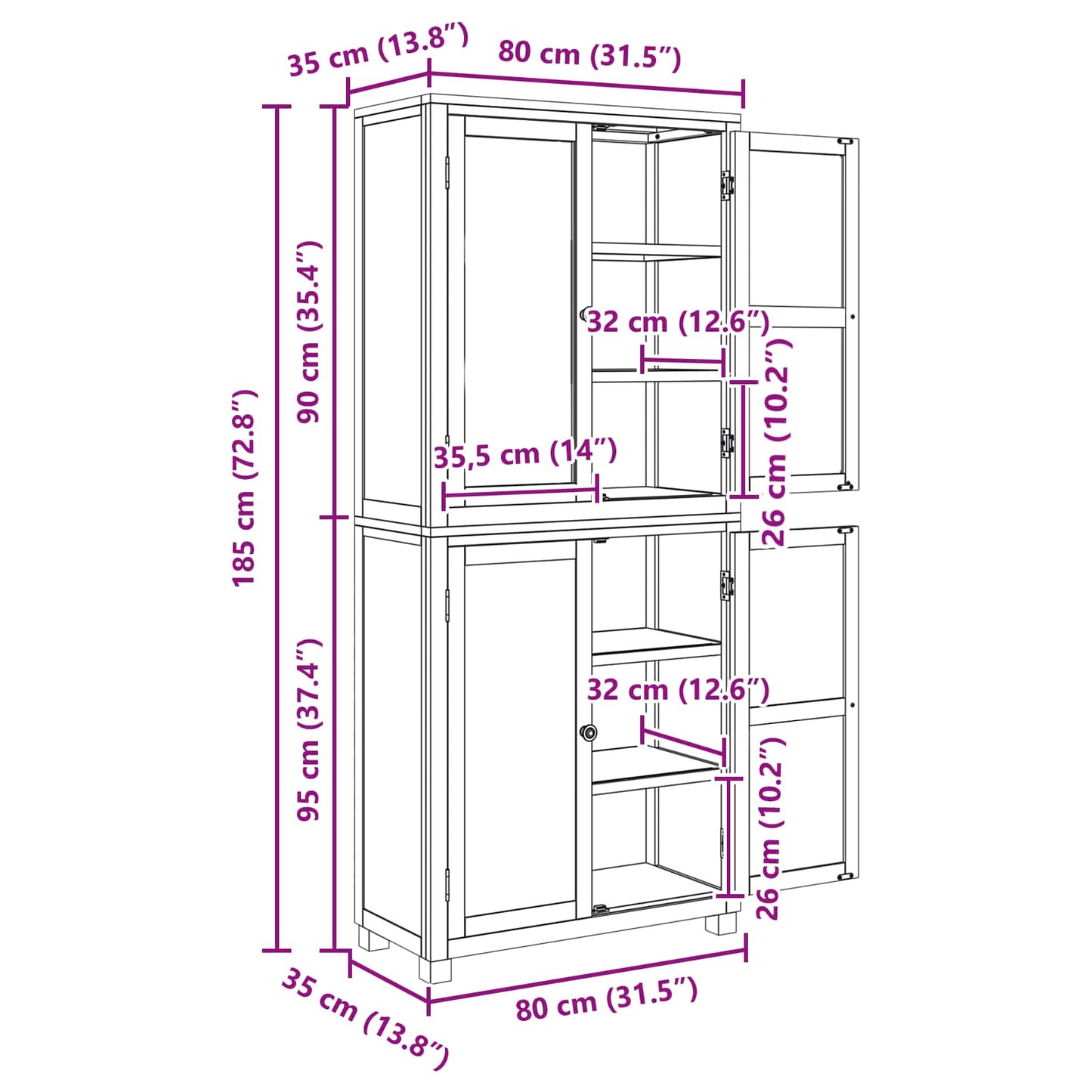 Aufbewahrungsmöbel-Set mit Speicher mit Tür Braun Holzwerkstoff