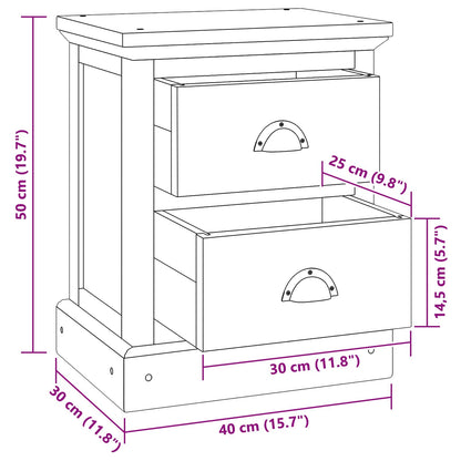 vidaXL Nachttisch mit Schubladen Natur 40 x 30 x 50 cm Massivholz Teak